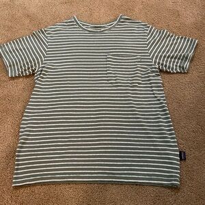 Patagonia Men’s Small Sage & cream striped shirt sleeve shirt with front pocket